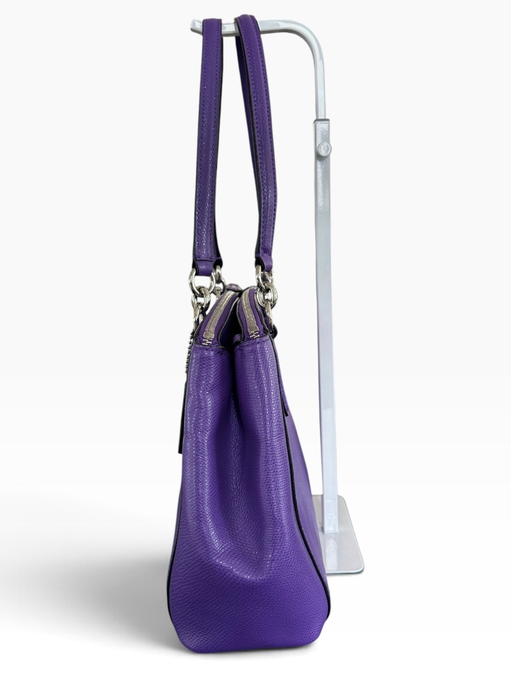 Coach Purple Crossgrain Leather Small Christie Carryall Satchel Bag. F36637 - Picture 6 of 16